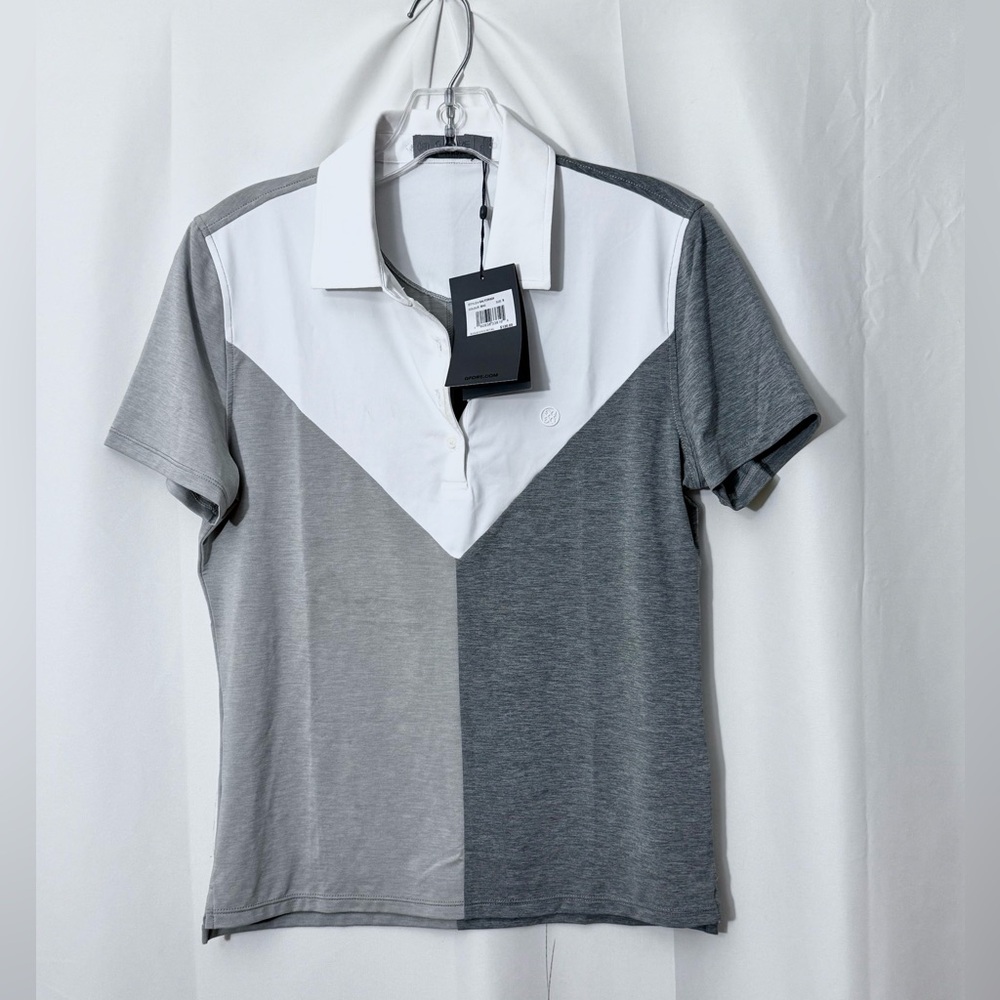 NWT G/FORE Color Block V Melange Tech Jersey Golf Polo Shirt Size Small - Picture 4 of 16